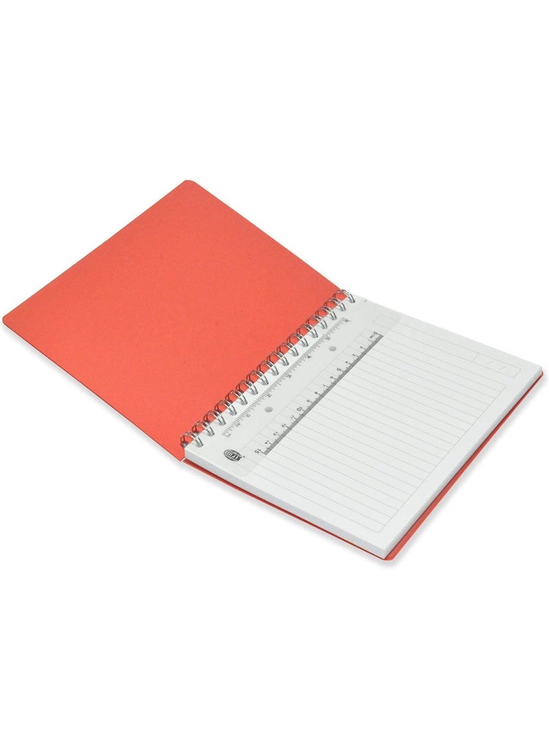FIS Executive Spiral PP Soft Cover Notebook, 80 gsm, 80 Sheets with 15 cm PVC Scale & PVC Pocket, Single Ruled With Border, 2 Punch Holes, Red Color, A5 Size - FSNBSA5PPRE - Image 2